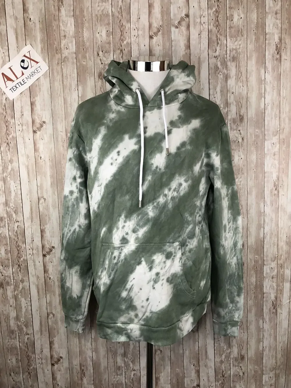 Boohoo Hoodie Mens Medium Camouflage Tie Dye Sweatshirt Green Pullover N114